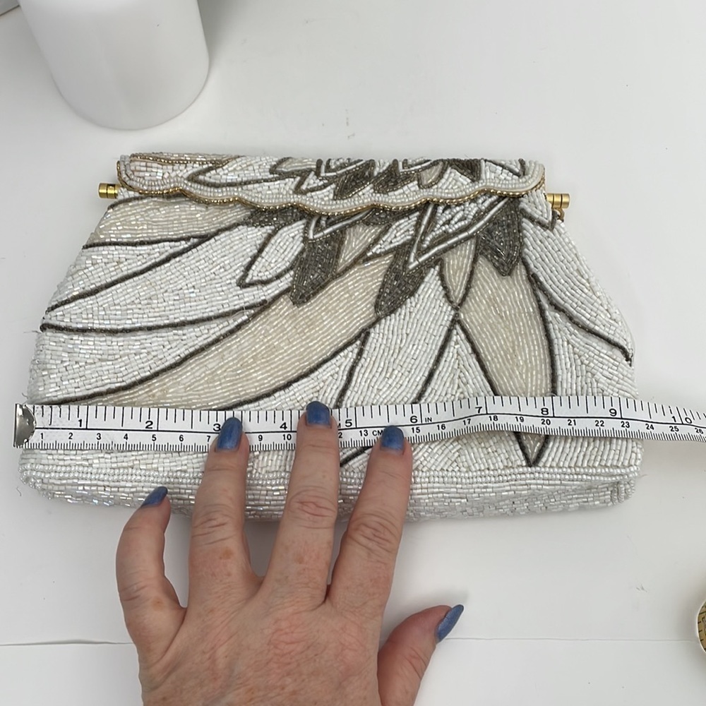 Rare Hand Breaded Vintage Clutch Bag Purse Read - Picture 14 of 16